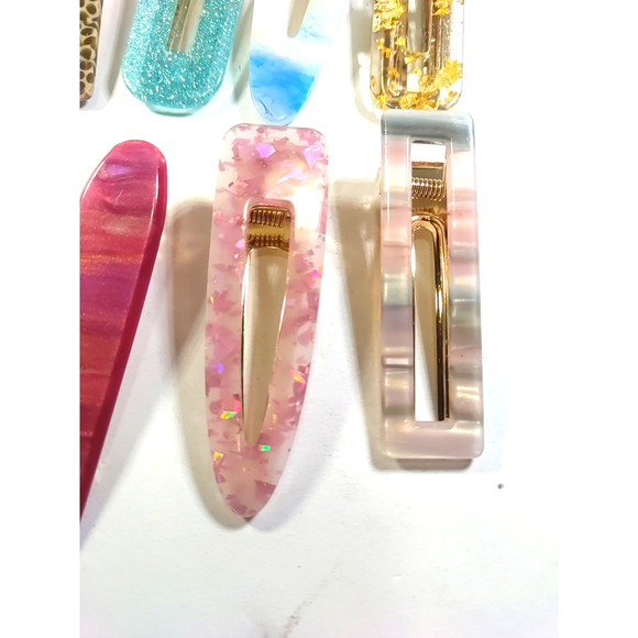 Hair Barrettes Clips Lot Of 8 Sparkles Retro Classic - Picture 4 of 11